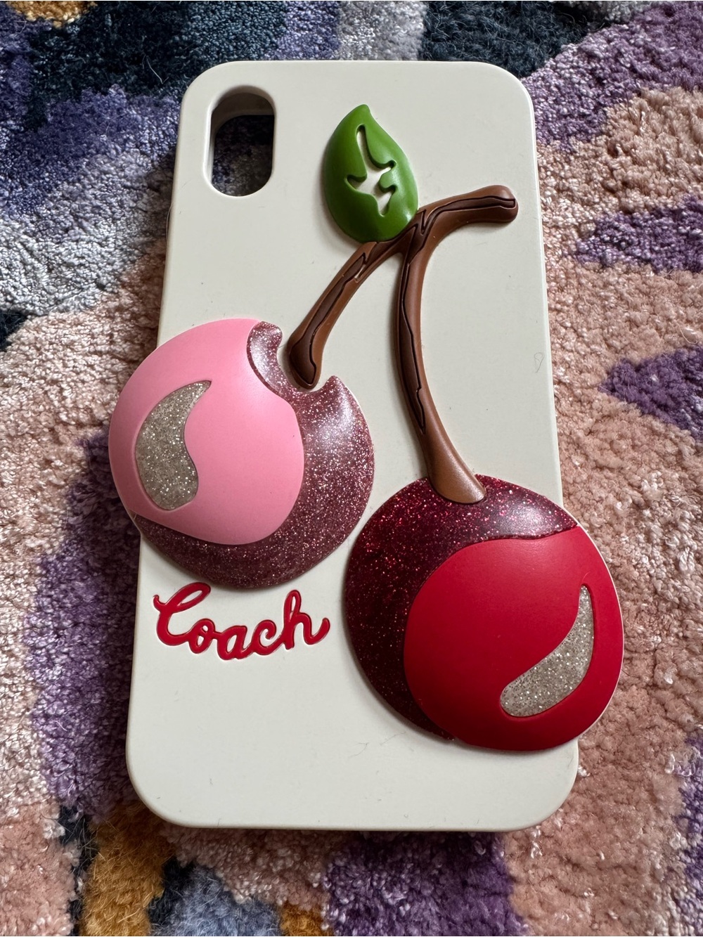Coach Chalk Multi Cherry iPhone Case in Pink, Red & Green NWT - Picture 9 of 9